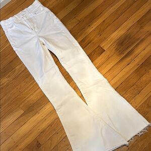 7 For All Mankind white Ultra High Rise Skinny Flare Jeans